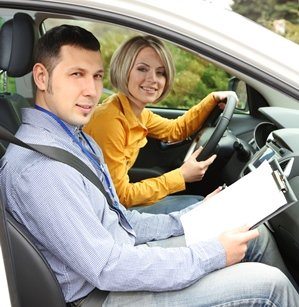 Student and Driving Instructor in a car