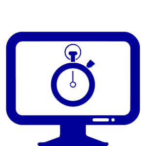 computer screen with a stopwatch in the middle