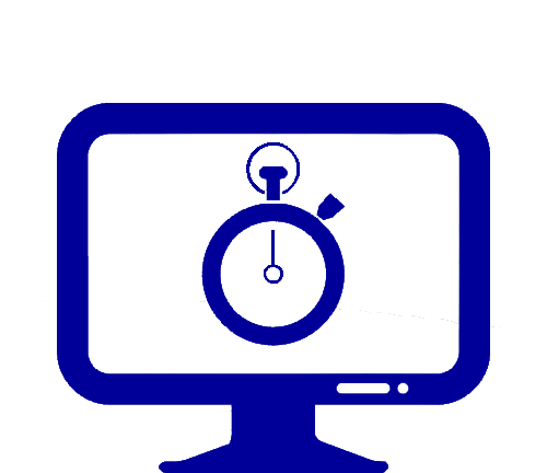 computer screen with a stopwatch in the middle